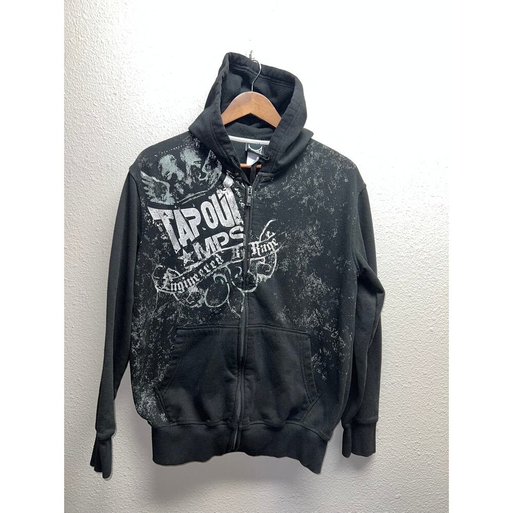 Tapout MPS Hoodie Tap Out Rage Full Zip Black Sweatshirt Hooded Y2K 2000s Medium
